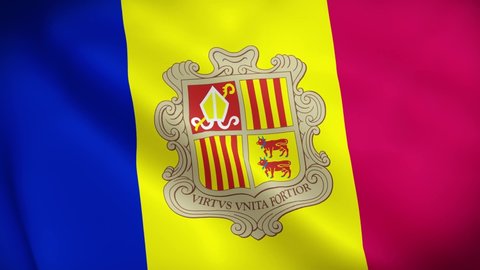 4K National Animated Sign of Andorra, Animated Andorra flag, Andorra Flag waving, The national flag of Andorra animated. 4K (3840 x 2160) 