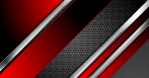 Technology red and black abstract motion background with metallic stripes and perforated texture. Seamless looping. Video animation 4K 4096x2160