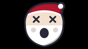 Awesome Santa Face Animated Emoji Isolated on Transparent Background, 4K Ultra HD ProRes 4444, Video Motion Graphic and Loop Animation.