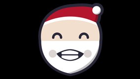 Winner Santa Face Animated Emoji Isolated on Transparent Background, 4K Ultra HD ProRes 4444, Video Motion Graphic and Loop Animation.