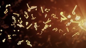 Abstract Musical Notes Flying Loop Background. event, concert, title, festival, music video art, party, Award show, fashion. For led screens, video projection and business presentation.