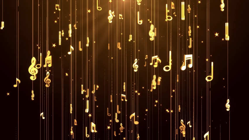 Musical note signs symbols moving through spiral helical path. Golden music Loop background. Music notes and vinyl record disc. Music festival, events, party. Reality Shows, Award Ceremony. | Shutterstock HD Video #1070199331