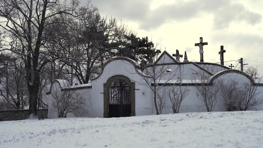 Calvary Monument in Szentendre, Hungary Europe. 4K stock video.  