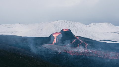 Toxic gas rises from lava field at active Fagradalsfjall volcano in Iceland