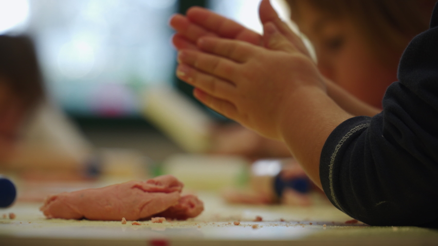 kids playing with salt dough at primary school 