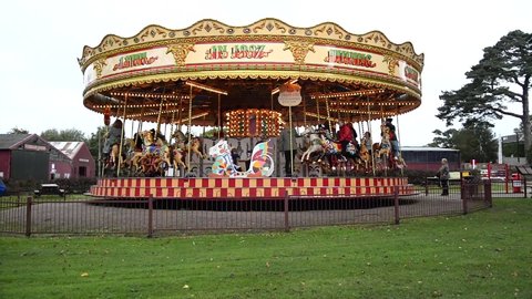 The Victorian Gallopers Roundabout carousel at Bressingham museum in Norfolk United Kingdom - 7th of October 2017