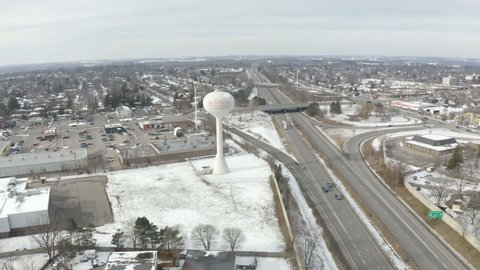 Brantford, ON, Canada - January 10, 2020. Aerial view of the Telephone City Brantford