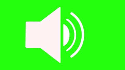 Turning down the volume and turning on the silent mode animated white speaker icon on green screen.