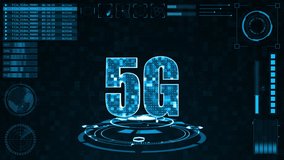 Motion graphic of 3D Blue 5G word and rotation circle technology with HUD abstract background - Powered by Shutterstock - Get 15% off with code: PIKWIZARD15