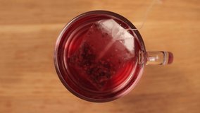 Brew a cup of hot tea - top down view - food photography