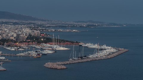 Aerial View Shot of Athens, Port of Pireaus, Greece