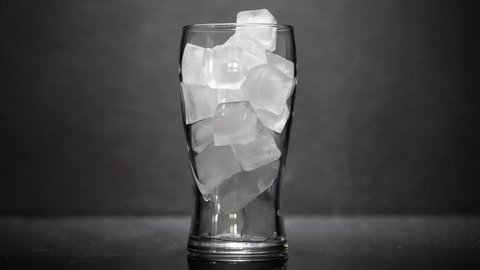 Ice melting in transparent glass