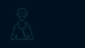 Glowing neon line Jesus Christ icon isolated on black background. 4K Video motion graphic animation.