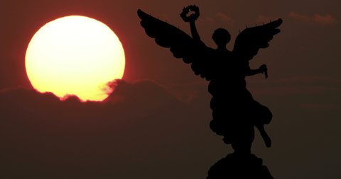 Angel Of Independence Mexico City Big Sun Sunset Time Lapse
