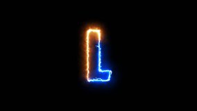 Letter L Motion Graphic Glowing Text Element Isolated On Black Background, Futuristic Letter Animation