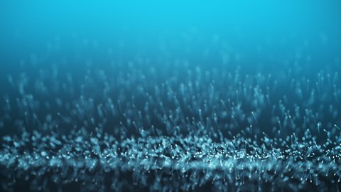 Background of blue abstract particles that fly and defocus. Animation for intro or text