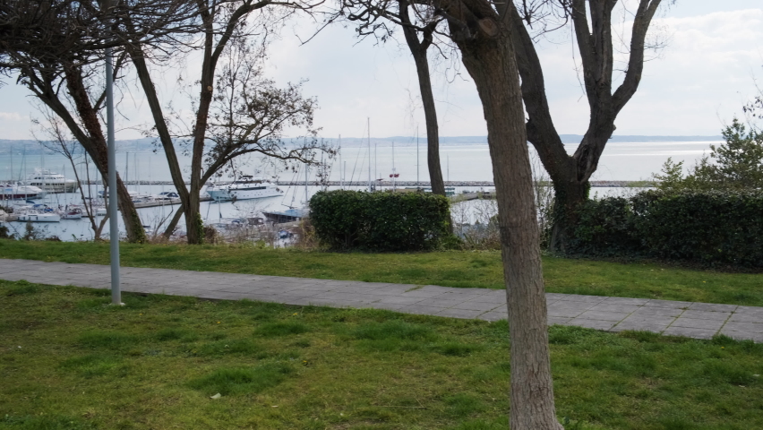 Empty park at the Kalamaria municipality without people during Covid-19 new restrictions. Quarantine in Greece.