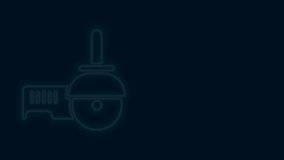 Glowing neon line Angle grinder icon isolated on black background. 4K Video motion graphic animation.