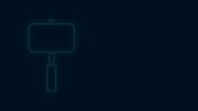 Glowing neon line Sledgehammer icon isolated on black background. 4K Video motion graphic animation.