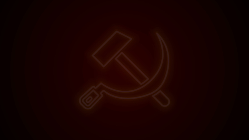 Glowing neon line Hammer and sickle USSR icon isolated on black background. Symbol Soviet Union. 4K Video motion graphic animation. Royalty-Free Stock Footage #1070322520