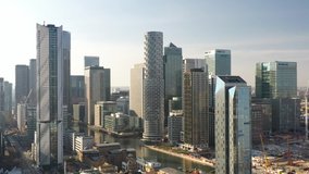 Lockdown Aerial view of Canary Wharf London financial, business and banking institutions - Powered by Shutterstock - Get 15% off with code: PIKWIZARD15