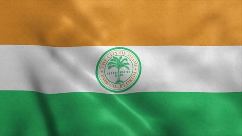 Miami Florida US city flag, realistic animation background