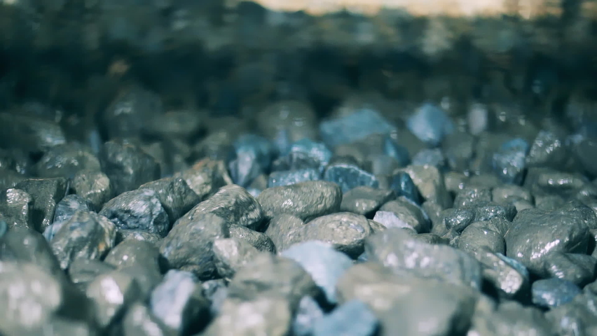 Slow motion of copper ore while conveyor transportation Royalty-Free Stock Footage #1070330920