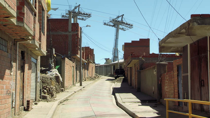 Mi Teleferico, the Cable Car System of La Paz, and Poor Houses in El Alto, Bolivia, South America. 4K Resolution. Royalty-Free Stock Footage #1070331841