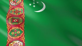 Flag of The Turkmenistan. Flag's footages are rendered in real 3D software. Perfect for TV, Movies, social, HUD, presentations, webs etc.