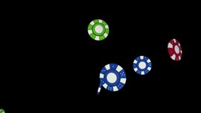 Red and Blue poker chips falling loop animation 4K 3D Alpha Green Screen loop Animation. Blackjack, Table, Gambling Chips, Jackpot, Betting, Playing, Card Game, Casino, Fireplace Poker, Money, Luck - Powered by Shutterstock - Get 15% off with code: PIKWIZARD15