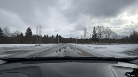 driving in a car on a winter day timelapse video