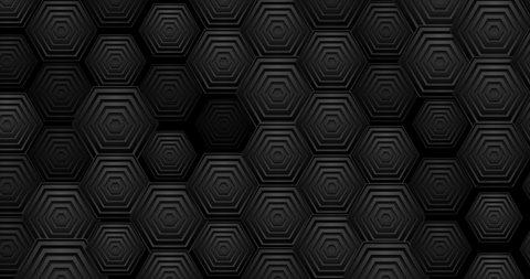 Black geometric hexagons abstract technology motion background. Video animation 4K 4096x2160