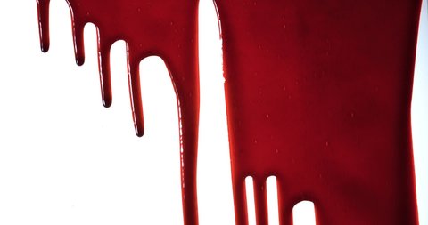 Streaks of blood pouring on a white surface
