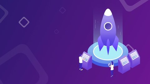 Isometric Rocket Startup - Can be used for video presentation, website or Landing page