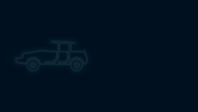 Glowing neon line Car icon isolated on black background. 4K Video motion graphic animation.