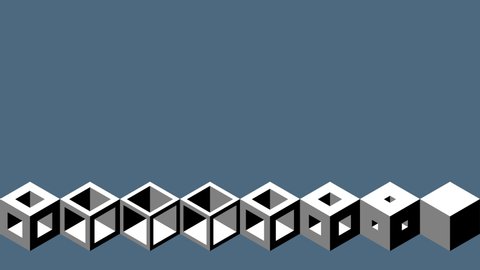 Cubes. Wave motion. Black and white optical illusion. Psychedelic hypnotic transformation. Black and white graphics. Op Art. Seamless looping animation footage. Isolated. High Quality Footage.	
