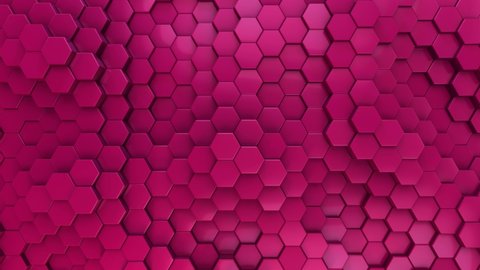 Hexagon Background Pink Color Theme Moving Elements Hexagonal Tiles Magenta Fuchsia Colors 3D Render fondo