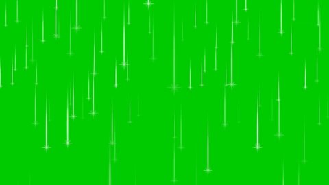 Falling stars on green screen background, loop animation.