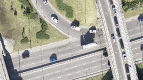Cars on the road aerial view, Vertical video
