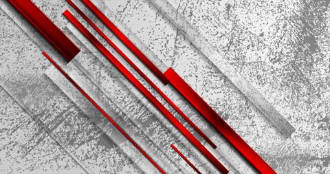 Geometric grunge technology motion background with red glossy stripes. Seamless looping. Video animation Ultra HD 4K 3840x2160