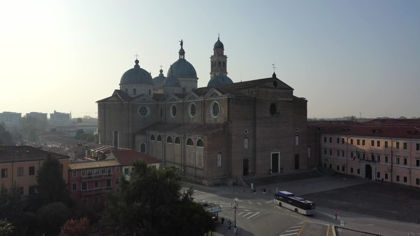 Padua, Veneto, Italy. Prato della Valle, the Abbey of Santa Giusta and the Basilica of Sant