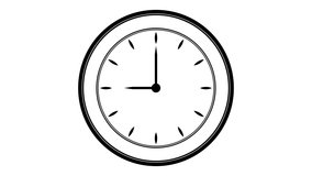 Analogue stopwatch animated icon. Clock with moving arrows isolated icon white on black in 4K. 