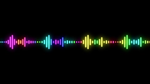 Sound wave isolated on black background. Multicolored digital sound wave equalizer. Audio technology wave concept and design under the concept of black and colorful emphasize simplicity.