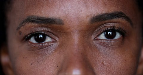 African woman closing eyes close-up