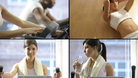 HD Montage of beautiful young woman at health club