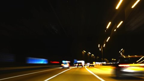 Night flashing and blurred traffic hyperlapse