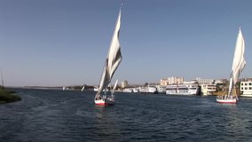 video from the Nile in Egypt with sailing boats