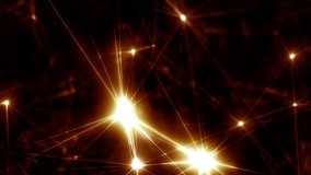 Golden glowing grid of artificial network in three-dimensional logic space on microscopic level abstract Plexus elements web. 3D animation concept background loop for music logic and meditation banner - Powered by Shutterstock - Get 15% off with code: PIKWIZARD15