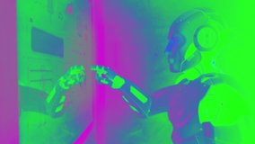 Futuristic Robot is Activated with Hologram Panel Scanning. Touch Screen Scan Interface. Robot Interaction with AI. Computer Machine. Biometric Identification. Big Data. Thinking Process - Powered by Shutterstock - Get 15% off with code: PIKWIZARD15