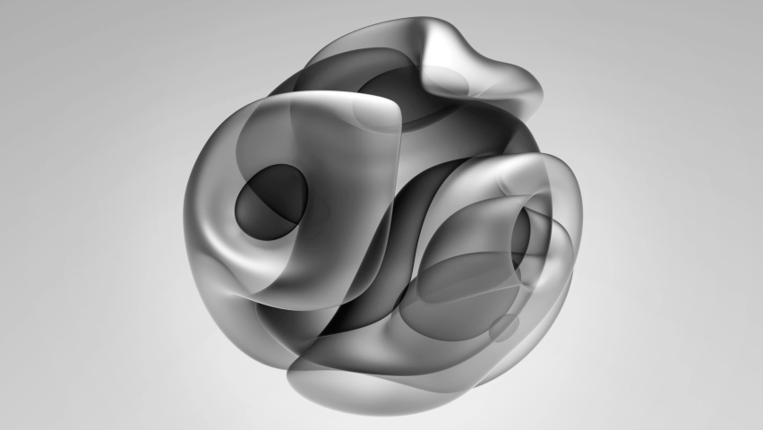 3d render of abstract art with surreal 3d organic alien ball or liquid substance in curve wavy smooth and soft bio forms in matte transparent aluminium metal with dark parts on grey background | Shutterstock HD Video #1070444260